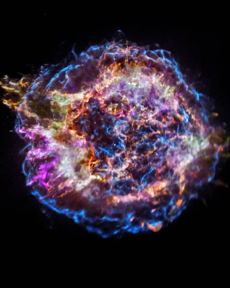 Cassiopeia A supernova remnant in deep space.