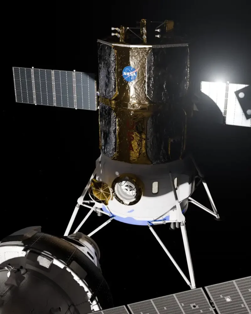 NASA concept art of Blue Origin Blue Moon Mark 2 docked with Orion