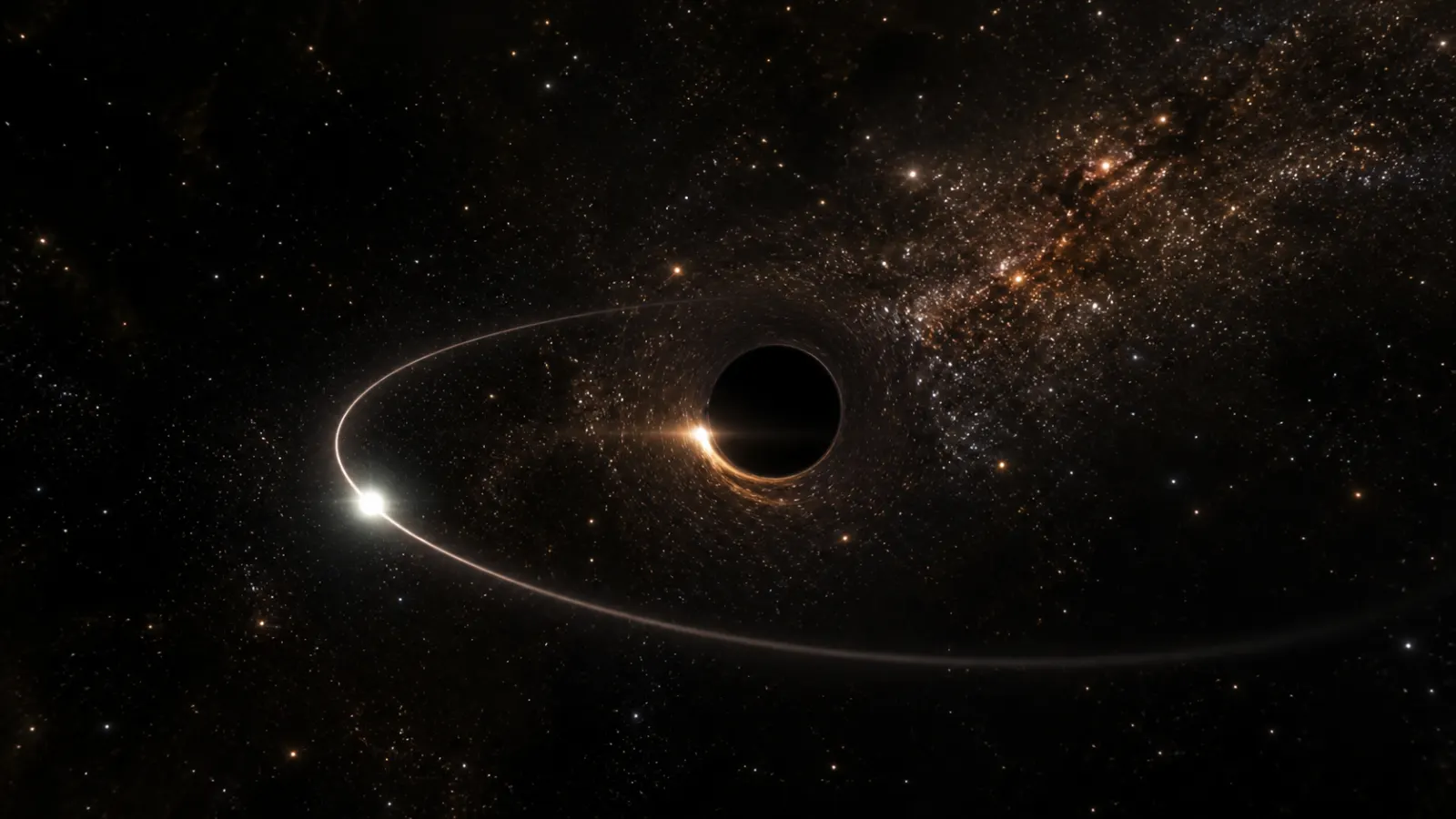 Conceptual illustration of the fast-moving star S301 orbiting the Milky Way’s central black hole