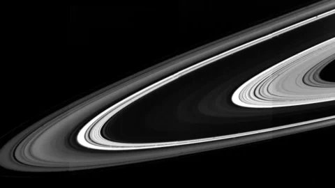 Saturn and its bright rings photographed by NASA's Cassini spacecraft