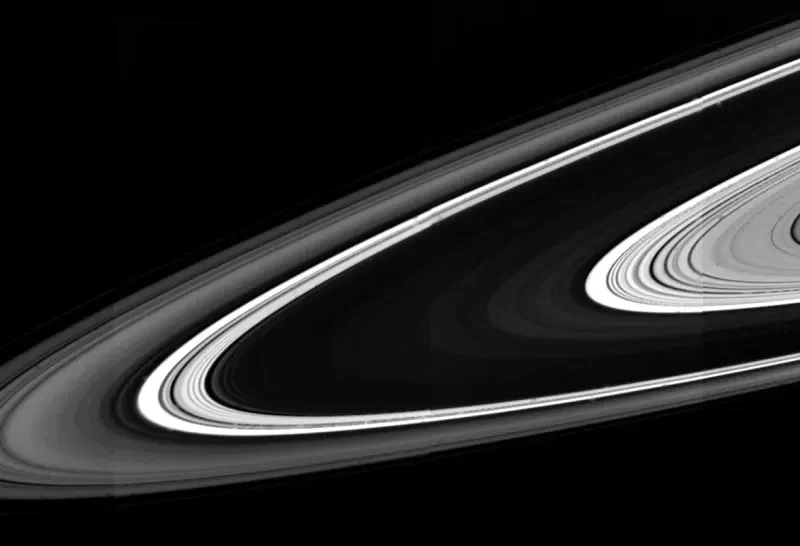 Saturn and its bright rings photographed by NASA's Cassini spacecraft