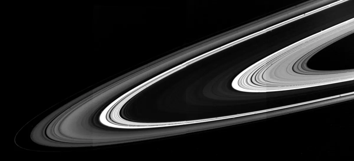 Saturn and its bright rings photographed by NASA's Cassini spacecraft