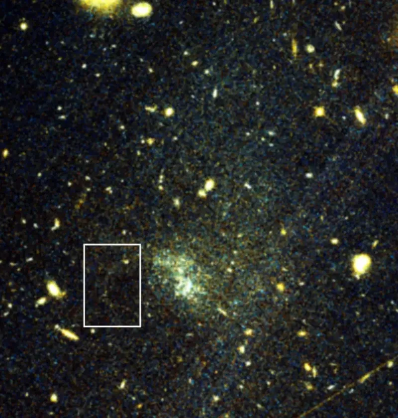 Hubble image showing a faint stellar stream outside the Milky Way.