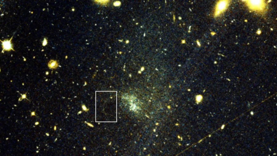 Hubble image showing a faint stellar stream outside the Milky Way.
