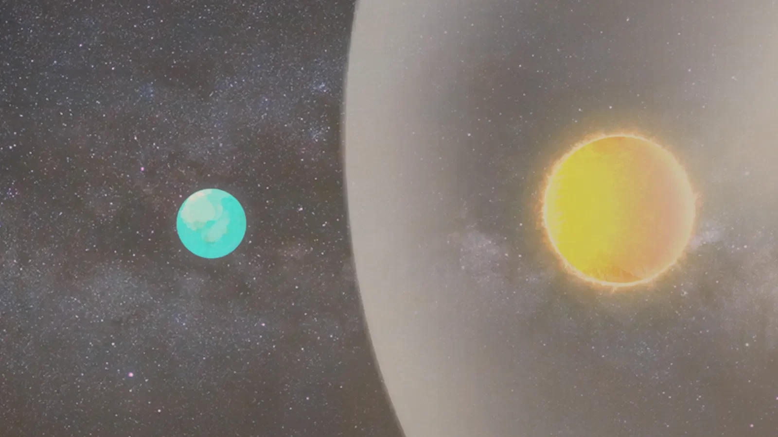 Illustration of the heliosphere compressed by an interstellar cloud