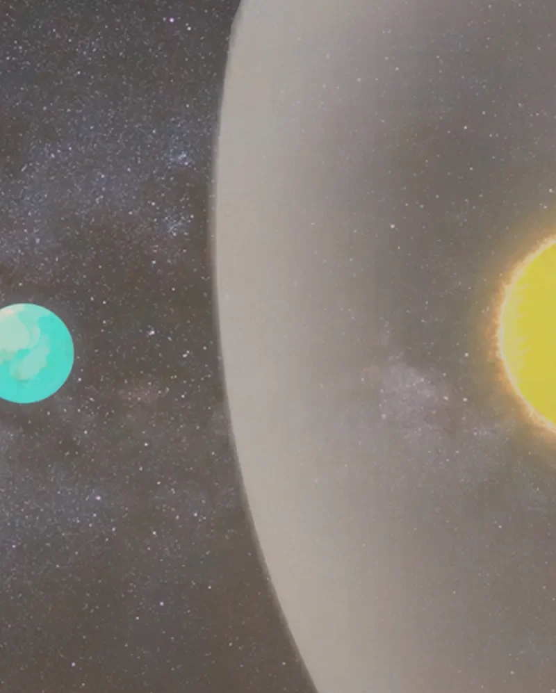 Illustration of the heliosphere compressed by an interstellar cloud