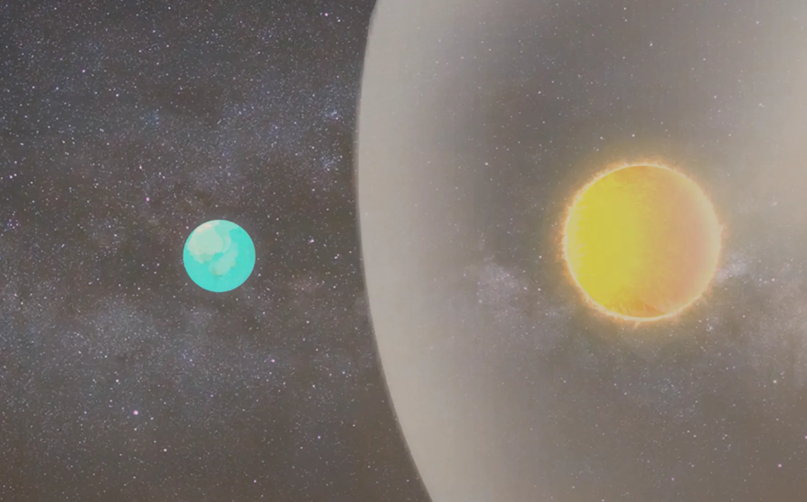 Illustration of the heliosphere compressed by an interstellar cloud