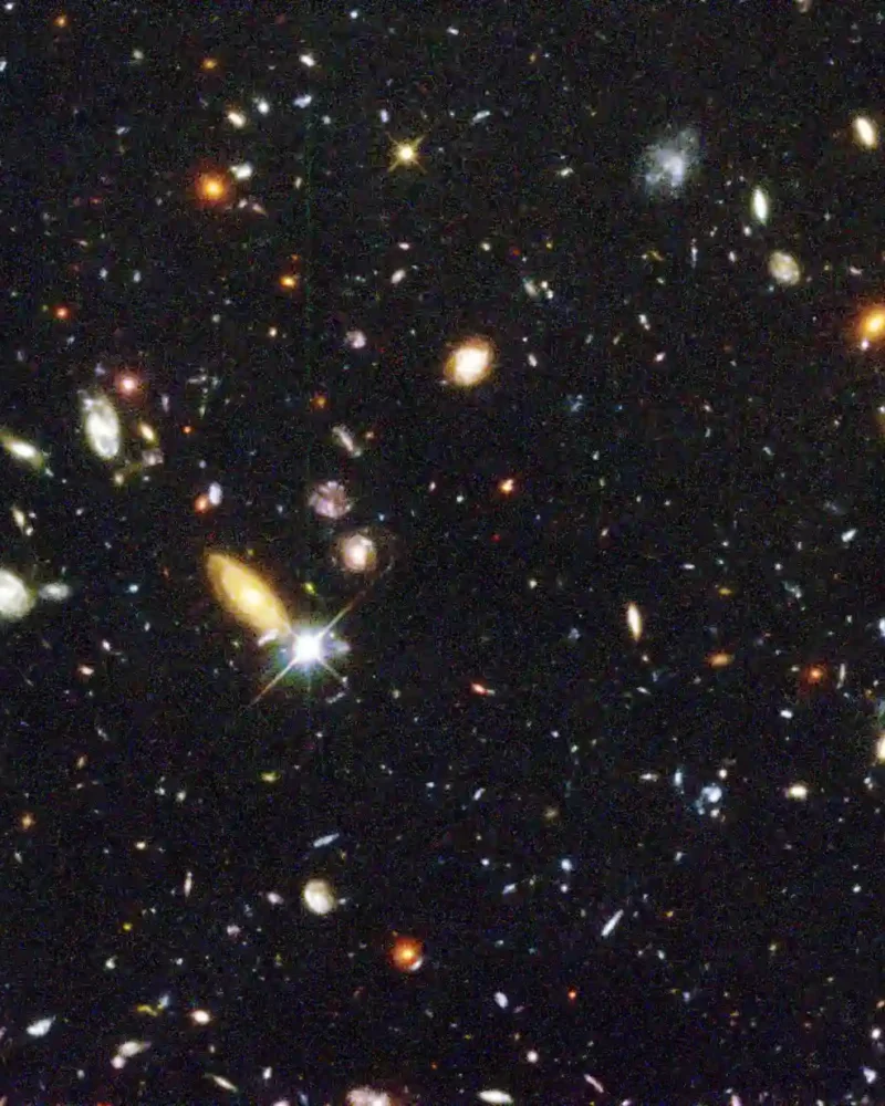Deep field of distant galaxies photographed by the Hubble Space Telescope
