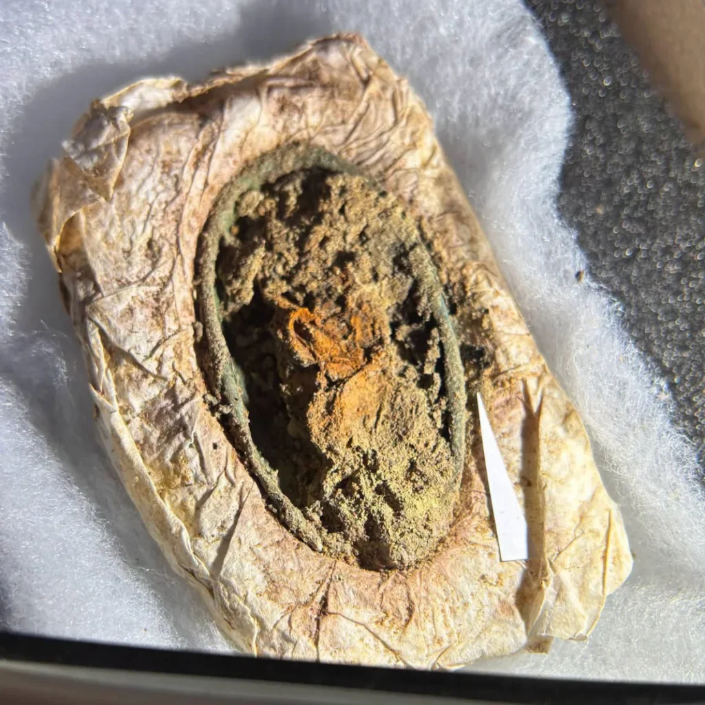 Textile fragments preserved in a Viking woman’s grave at Skonager, Denmark