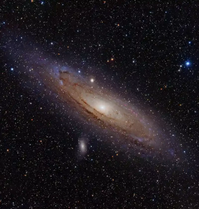The Andromeda Galaxy stretching across a dark field of stars