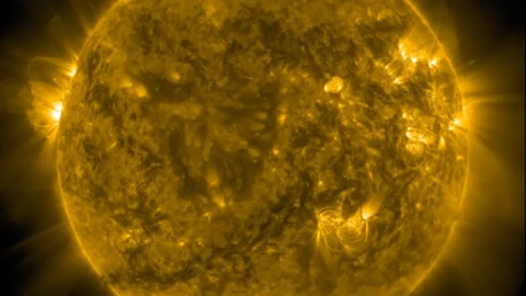 A detailed NASA image of the Sun's active surface and corona