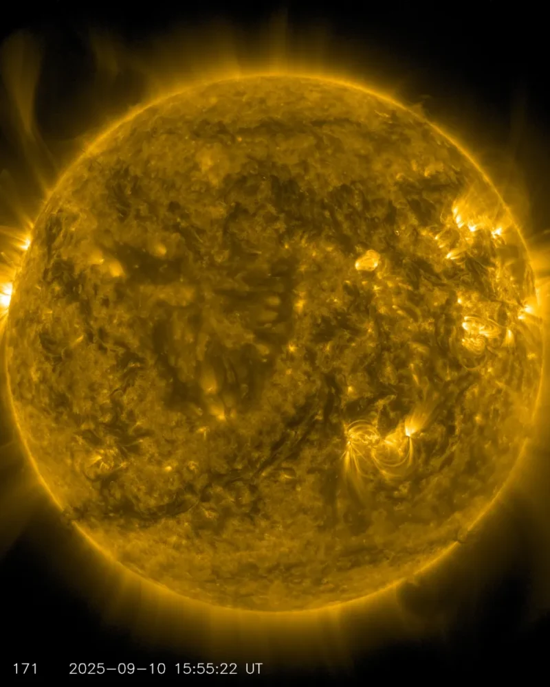A detailed NASA image of the Sun's active surface and corona