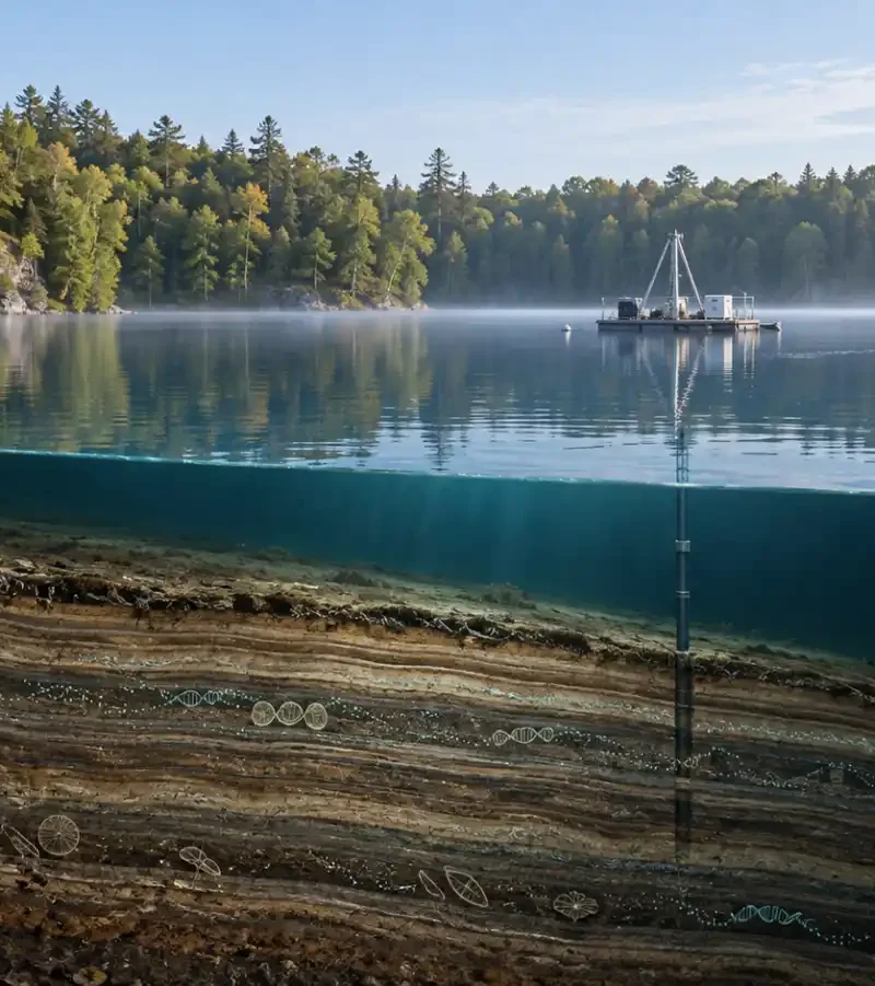 Crawford Lake sediment core preserving ancient environmental DNA