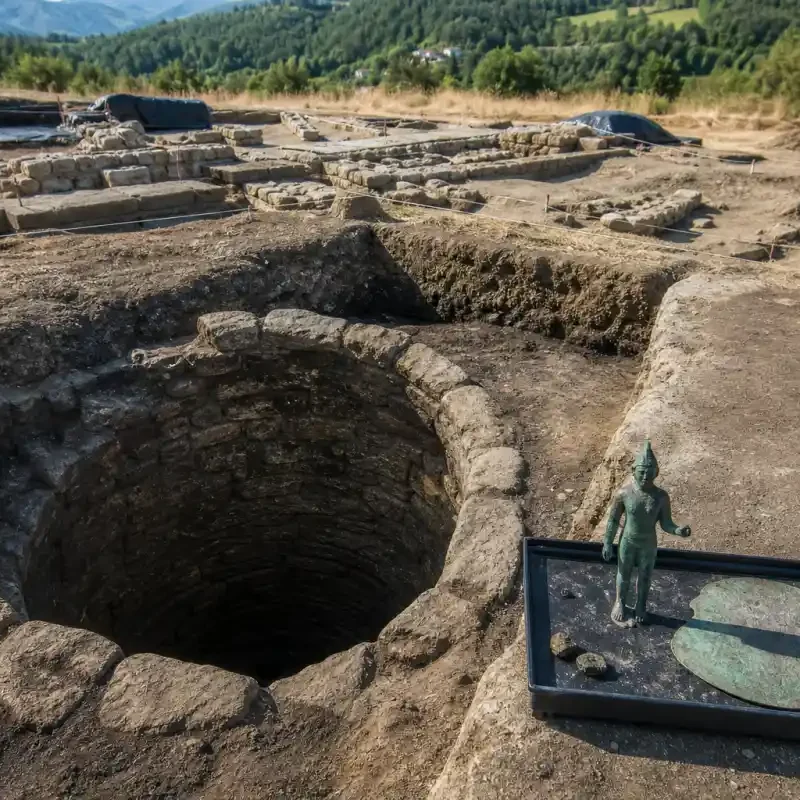Stone-lined archaeological well, representative image