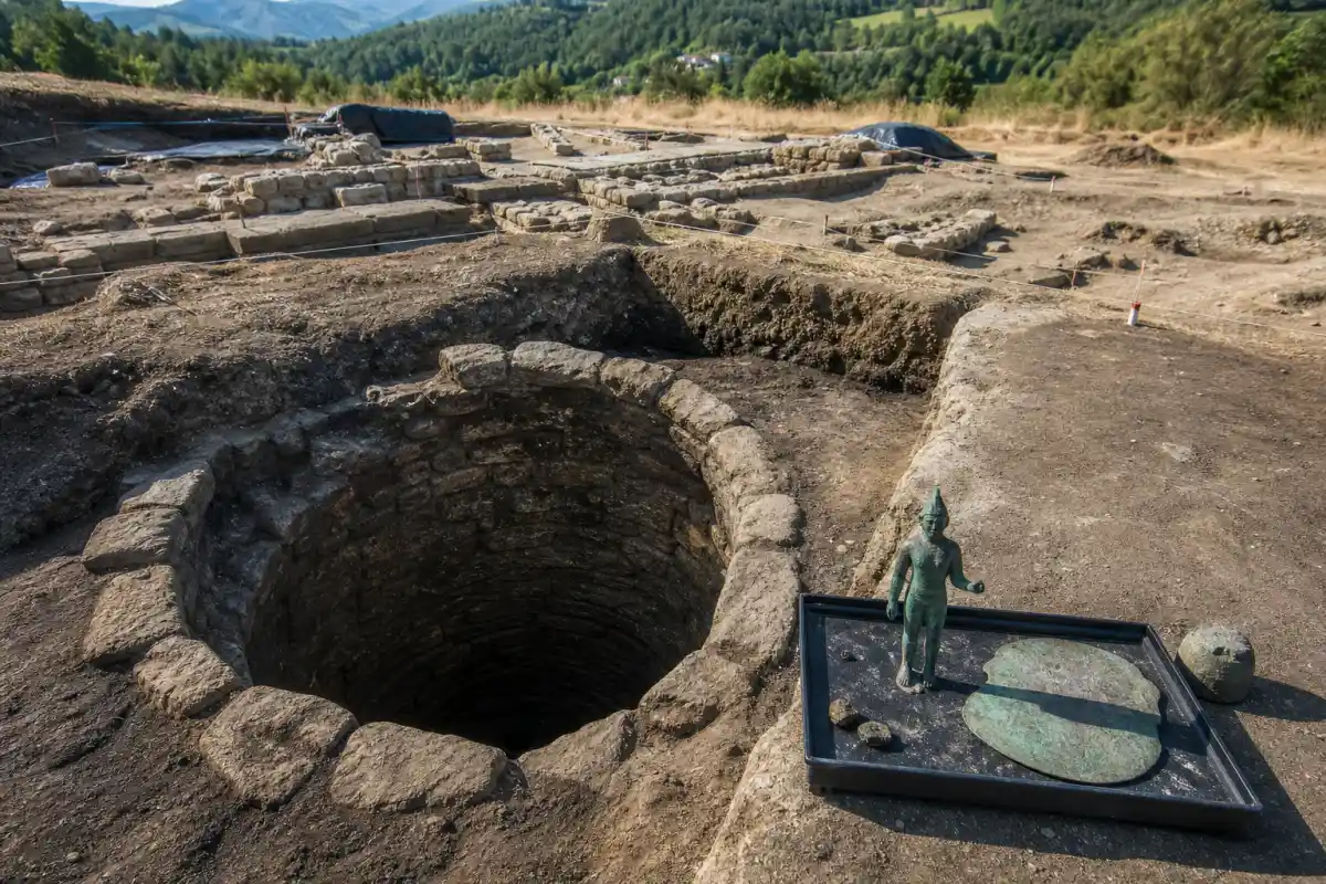 Stone-lined archaeological well, representative image