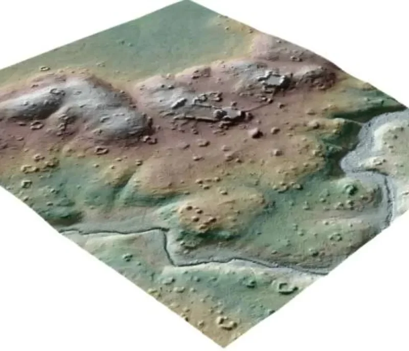 LiDAR profile showing trees growing over ancient Maya structures in Belize