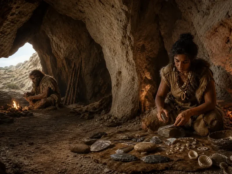 Palaeolithic stone tools and excavation context, representative image