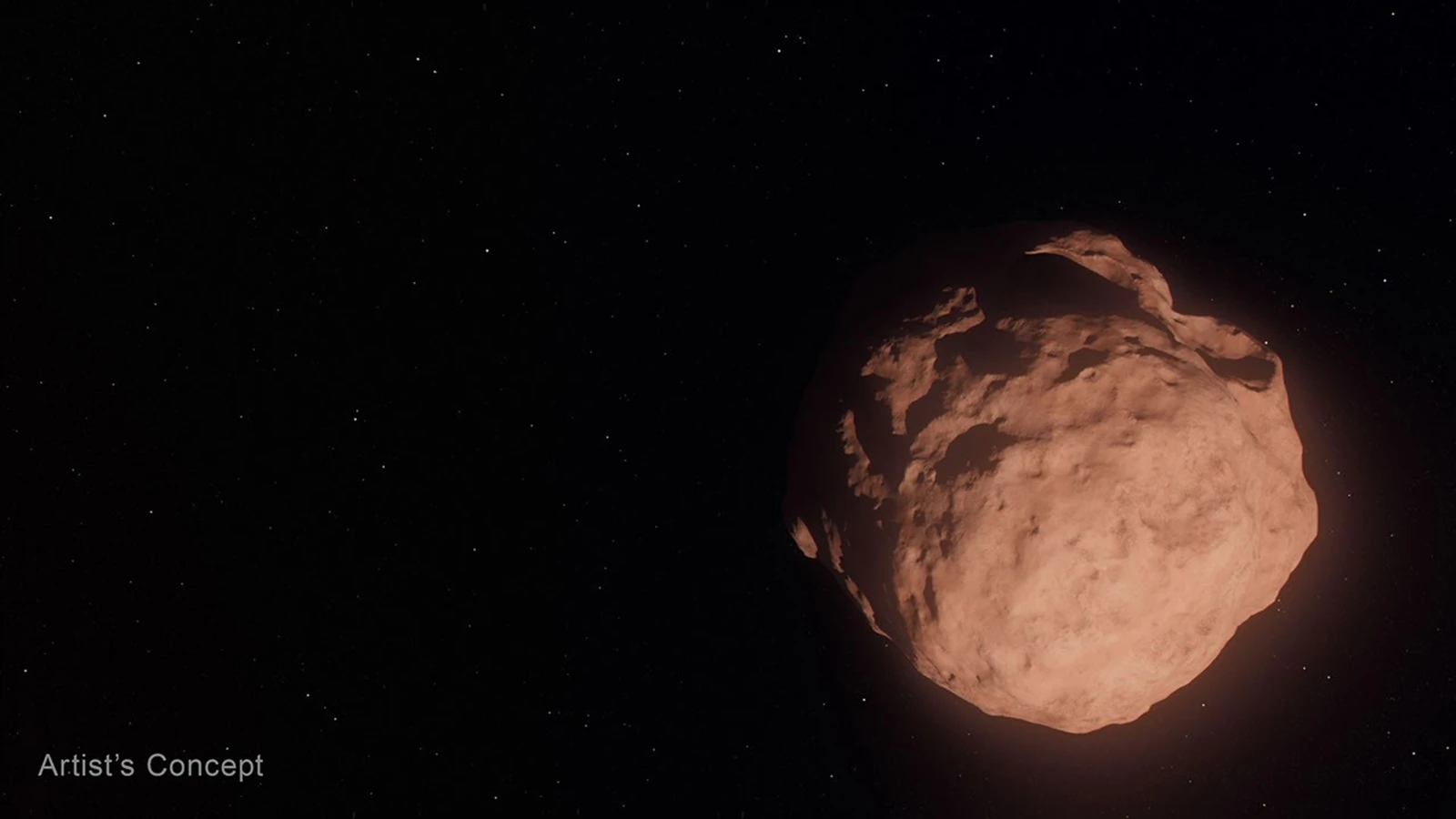 Artist’s concept of a reddish trans-Neptunian object against a star field
