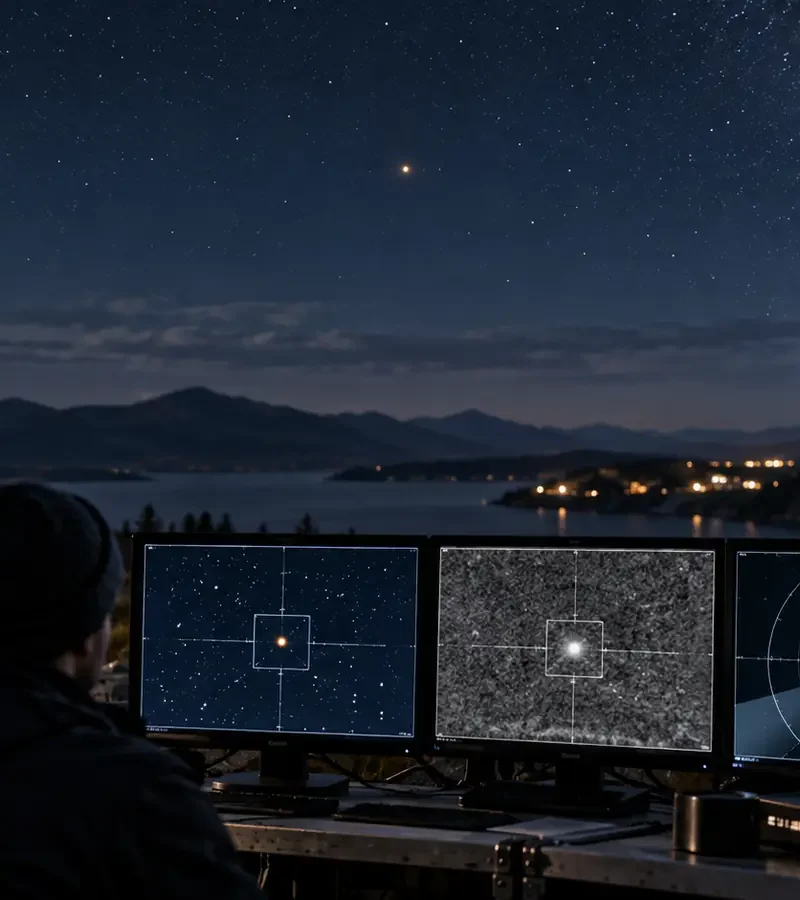 A luminous object above a radar screen representing the measurements needed to investigate a UAP