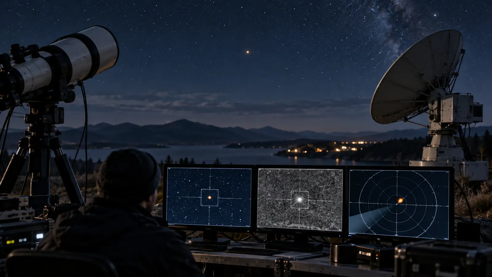 A luminous object above a radar screen representing the measurements needed to investigate a UAP