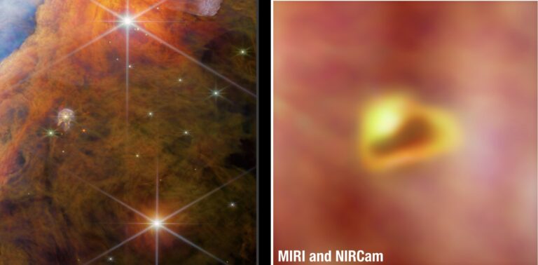 Webb near-infrared image of the Orion Bar in the Orion Nebula.