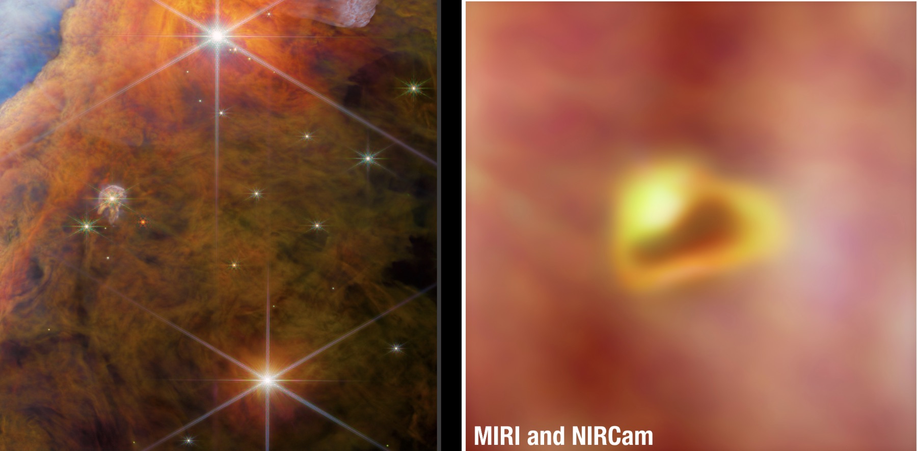 Webb near-infrared image of the Orion Bar in the Orion Nebula.