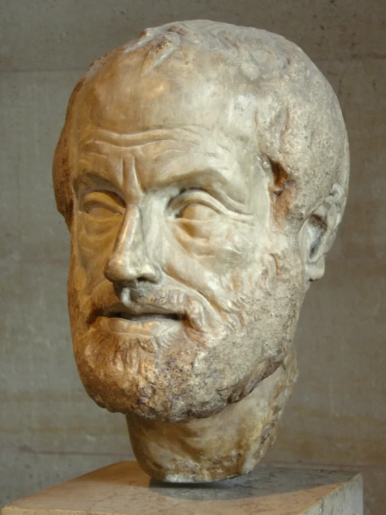 Marble portrait bust of Aristotle in the Louvre