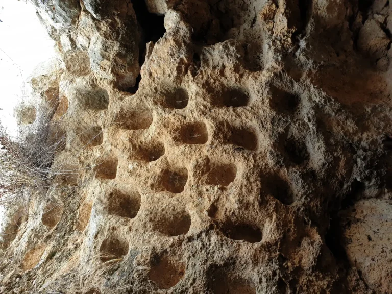 Rock-cut niches in a columbarium at Khirbet Qana in Galilee